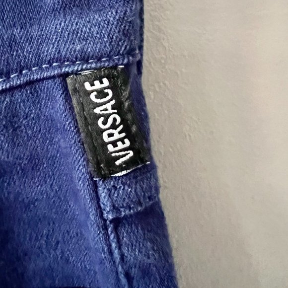 Vintage VERSACE Ladies Blue High Waist Skinny Jeans Couture Pant Size 24 38 - Picture 4 of 10